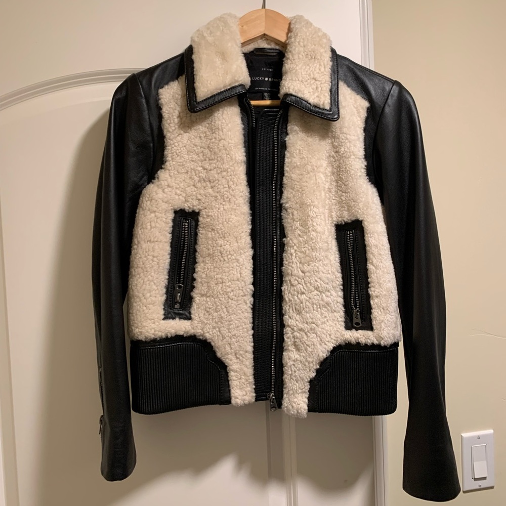 Lucky Brand Sherpa leather jacket (100% lamb leather)